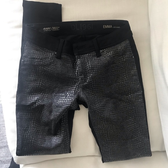 DL1961 Emma Python-Print Denim Leggings, Sz 26 - Picture 8 of 9
